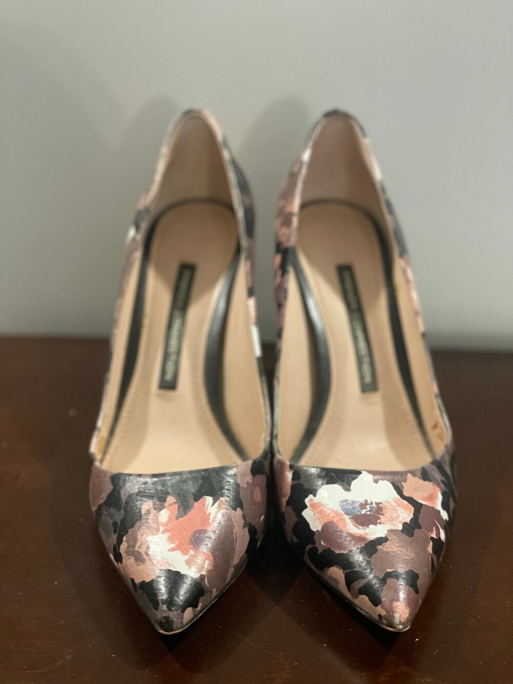 French Connection Heels Floral Neutral Tone Size 7.5